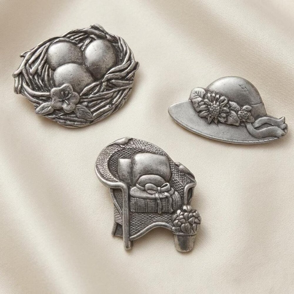 Birds & Blooms Brooch Set Limited Edition 2005 2007 2008 Signed